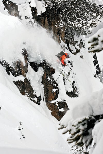 Up here you can have friends on a powder day. Skier: unidentified. None