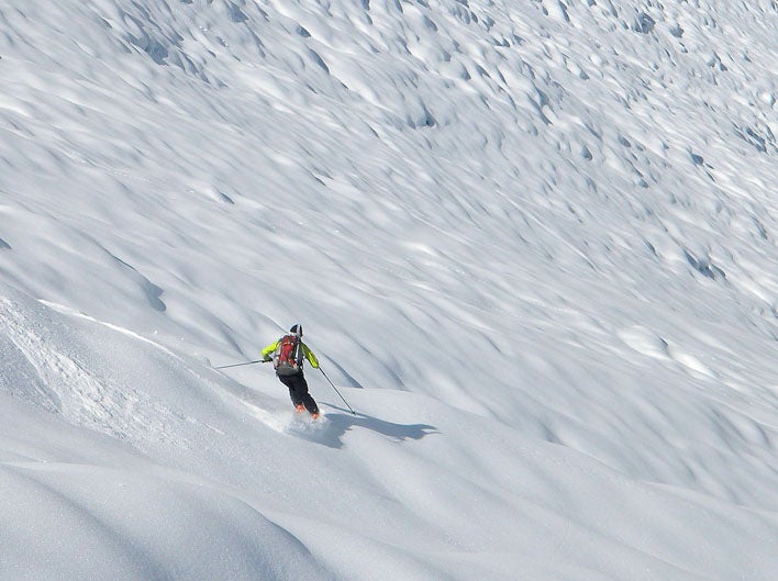 Acclimatization Day Kris Erickson on the acclimatization day. Recrystallized or not, it was still powder.