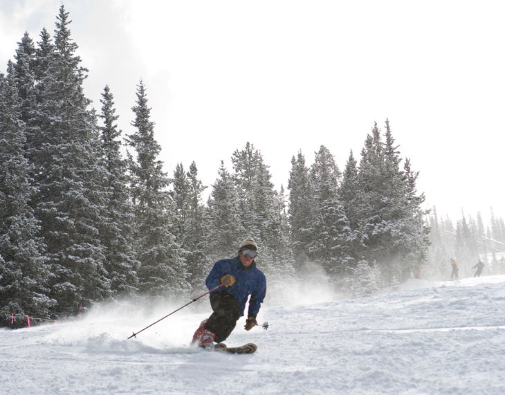 Last weekend's storm Surprisingly enough, the telemark community was out in force. Andy Glossner, dropping the knee.