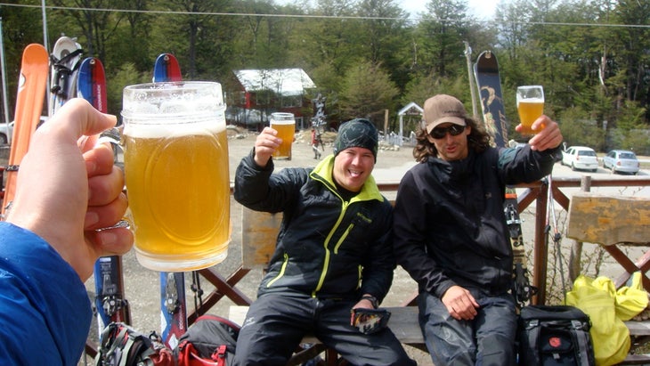 Post-tour beers in Argentina. None