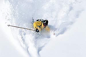 Top 10: Powder Losing depth perception-and gaining depth-in Snowbird's white room.Skier: Nora Pincus
