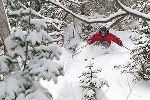 Withheld Powder Joe Morabito eating cake at Stowe, Vermont.