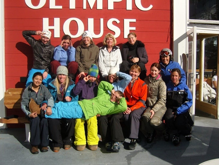 Tips for Women Freeskiers The women pose outside the Olympic House at Squaw Valley after a weekend on the slopes.Let it FlowAnother lesson that Backstrom repeats over and over…