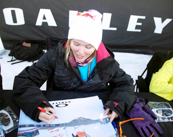 Grete Signing Posters When Grete Eliassen signs an Oakley poster of herself for you, she may write,