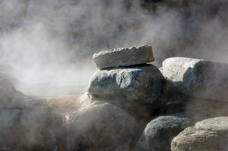 Hot Creek Hot Springs; Mammoth, California Just outside Mammoth Lakes, you have to swim through the cold water of the river to get to warm bath water of Hot Creek. A desolate location, but…
