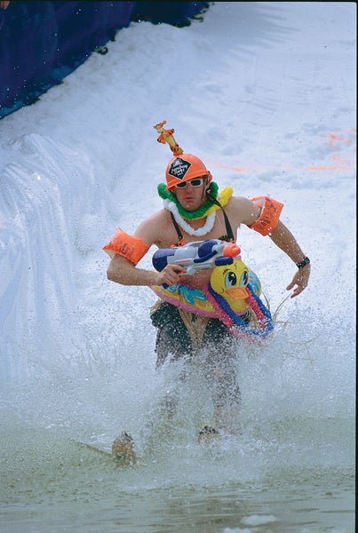 Sunday River Pond-Skimming Sunday River’s Parrot Head Festival runs from April 9-11, when the Maine resort hosts three days of partying, with pond skimming to top it all off…