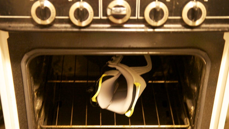 Heat Molding Boots, Step 1 Preheat your oven to 250 degrees. Remove the liners from your boots and place them in the oven one at a time for between five and eight minutes.