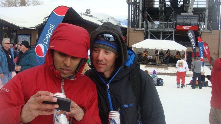 Looking at the siiiick lines we skied. None