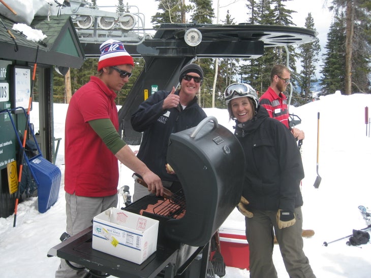 Tester Jamie Britt gets in line for a free hot dog at the bottom of Highland's Deep Temerity lift None