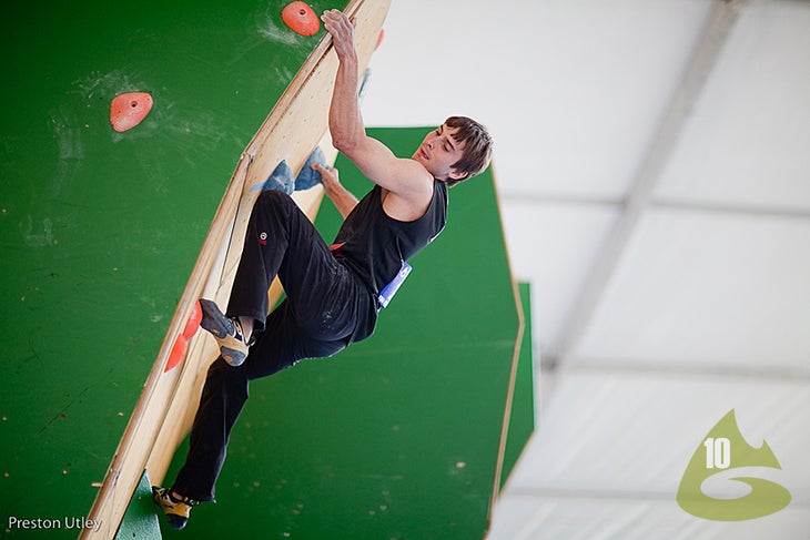 IFSC Bouldering Qualifiers Defending champion Daniel Woods, climbing here in the qualifiers, did not advance to the finals to defend his title.