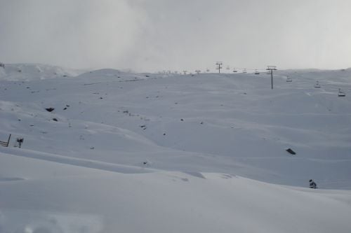 Looking up the lift line at Treble Cone, New Zealand None