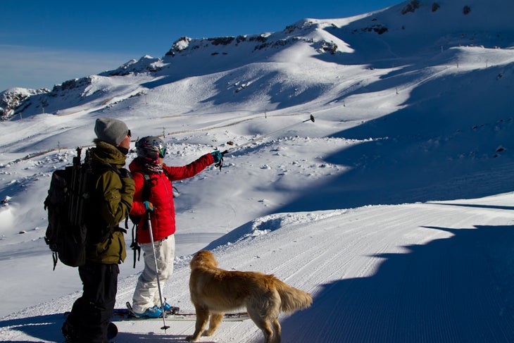 Jon Roderick and athlete Rachael Burks scoping a line. None