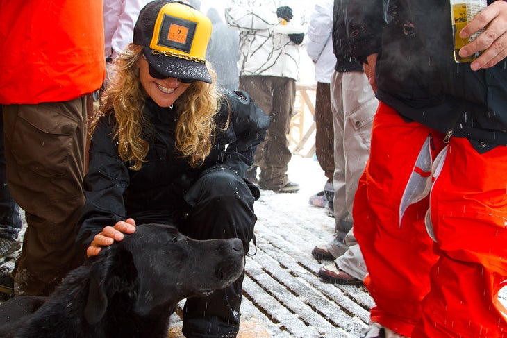 Sherry McConkey hangs with locals. None