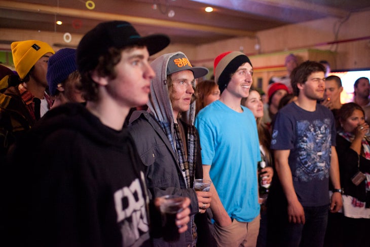 Team DubSatch watching the videos during the award ceremony None