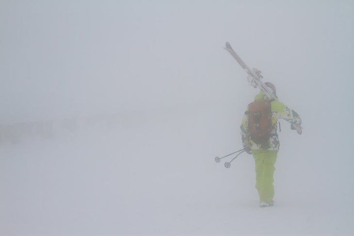 Team DubSatch's Zach Halverson disappears into the fog on day four None