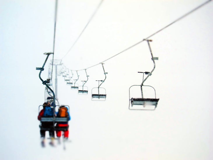 A chairlift ride into the mist. None