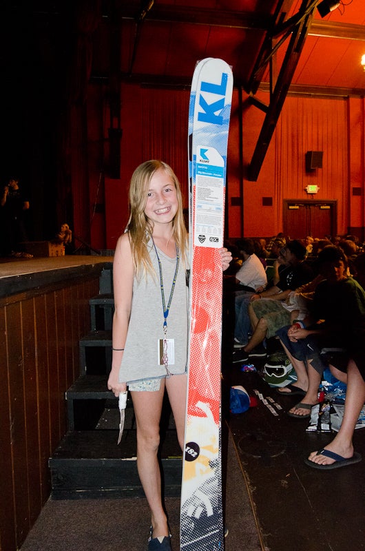 Free skis Apparently the winner of the Klint skis doesn't even ski. Do you think her brothers are going to battle over who gets these behemoths?