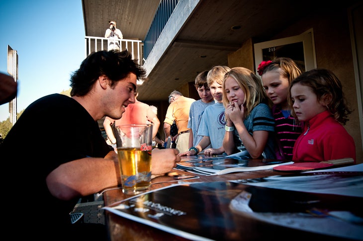 Poster signing Ski movie premiers are all about the poster signing sessions for the kids, and the new crew in Sun Valley is looking towards the 2020 Olympics.