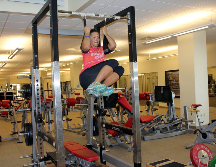 Right Side Contract your core, lift and twist your legs to the right.