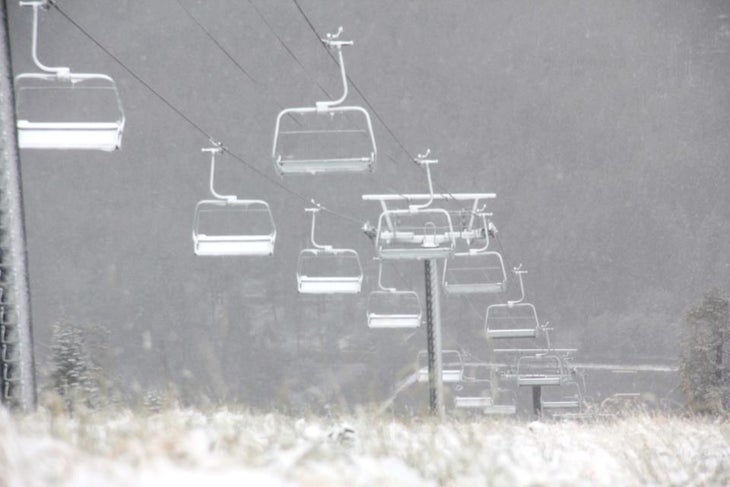Snowy chairs at Heavenly None
