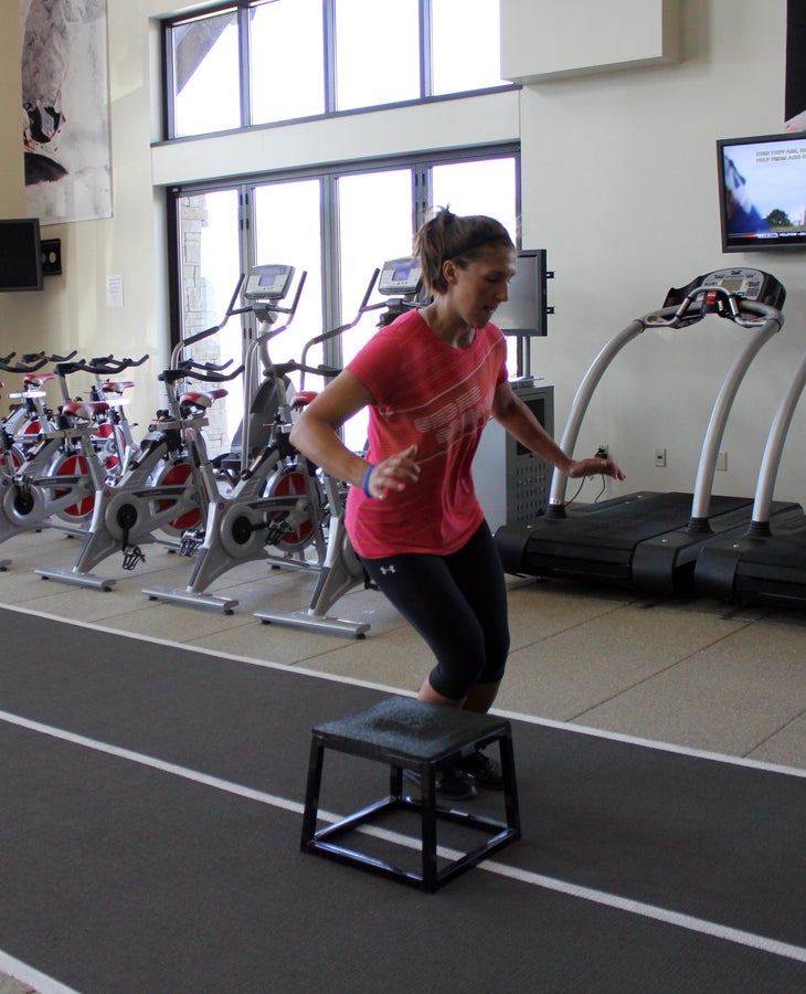 Stay Quick Keep feet and hips square, and stay reactive and quick with each jump.
