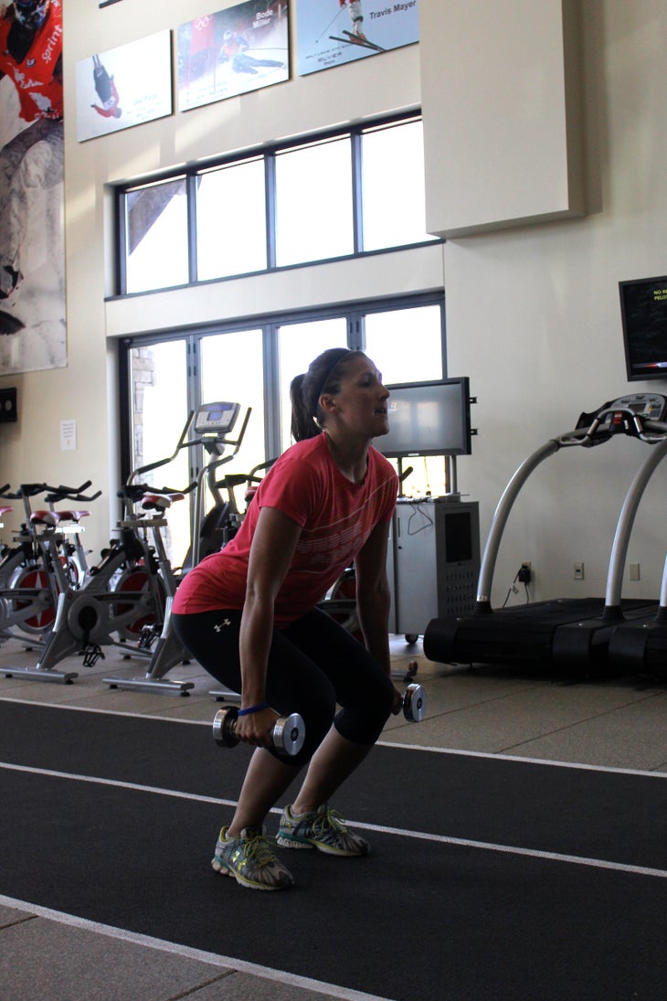 Land in a squat position. Do 4-5 sets of 6-10 jumps. None