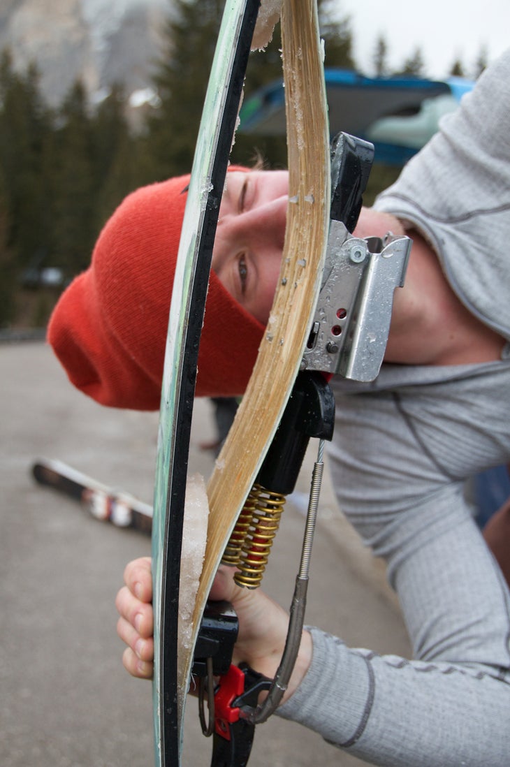 Put It on Display: Ski in a big-mountain competition. It’s possible that I have a mouth-writing-checks-my-ass-can’t-cash problem. I think that’s how I came to be bibbed up with my tips hanging over the…