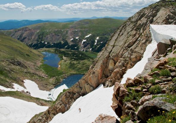 Summer Skiing in Colorado Deep snowpack meant that the skiing was good in the high peaks of Colorado through the entire summer.