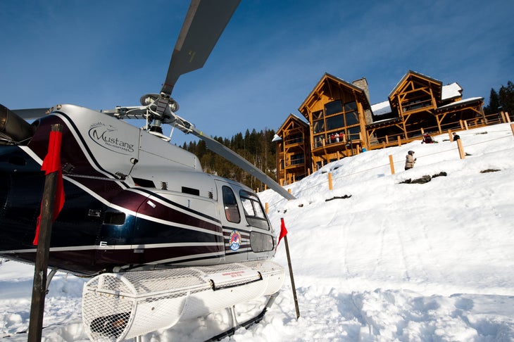 Bighorn Lodge The A-Star landing at the helipad at Bighorn Lodge.