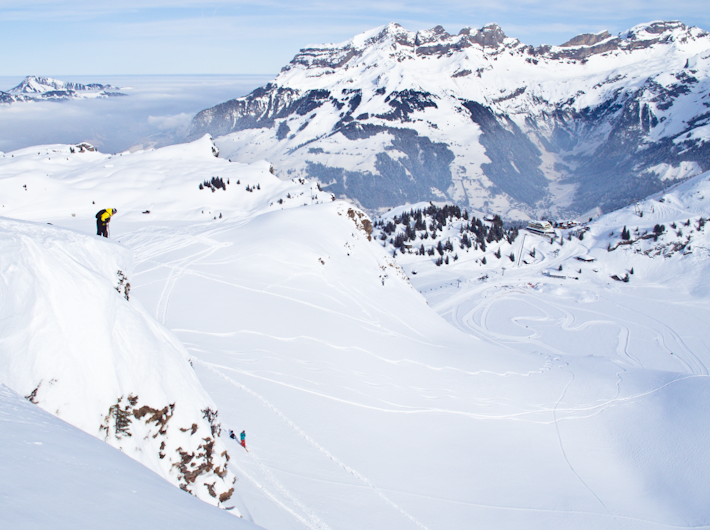 Scoping imminent air in Engelberg, Switzerland None