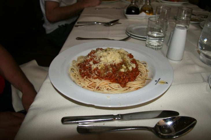 Chilean Spaghetti Editor of Skiing magazine, Jake Bogoch learns that nothing is more riveting than watching Herman Maier and bunch of Swiss eat mountains of spaghetti.