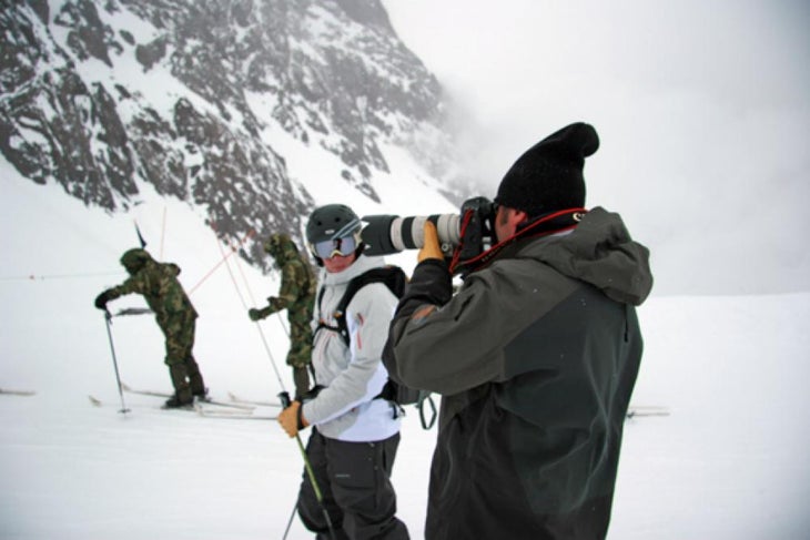 Getting the Shot Gene Dwarkin works to get the best shot of Josh Van Jura in Portillo, Chile.