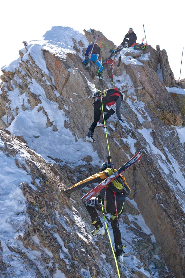 Guide to the Top The 2012 ISMF North American Championships at Crested Butte, Colorado required a mixed snow and rock ascent on Guides Ridge. Photograph: Kevin Krill