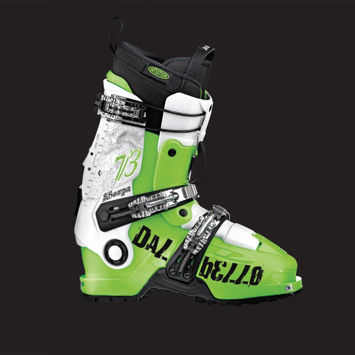 Dalbello Sherpa 7/3 ID Last Width: 100 MM | $8503,632 grams per pair (Size 26)This new Glen Plake–designed three-piece boot has two key features: a second hinge point on…