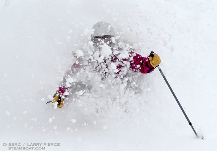 Full Speed Ahead at Steamboat! Steamboat has had 18 inches in the past 5 days! Skier Audrey Williams does not seem to mind. steamboat.com