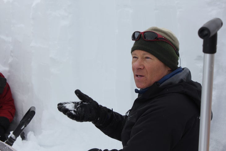 Snow Analysis Utah Avalanche Center Director Bruce Tremper shows off some snow guilty of being part of a weaker layer.