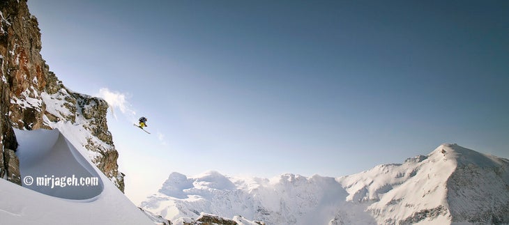 Hucking Nuts Basti goes big off a outcropping. He didn't become a big-mountain skier until 2003.Read the Q&A with pro skier Sebastian
