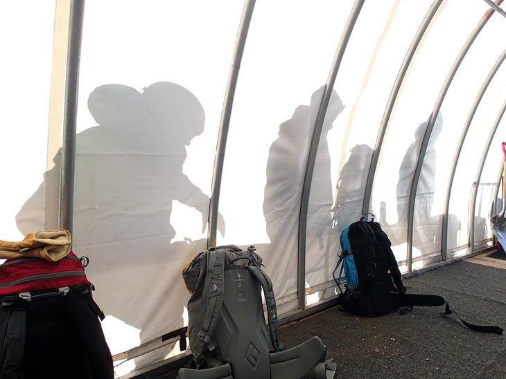 Packed and Ready As some skiers boot up outside in the sun, others head inside to find the wood-burning stove.