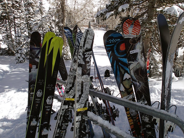 Ready to Roll The fat boards sit waiting on Day 1 of the ski test.
