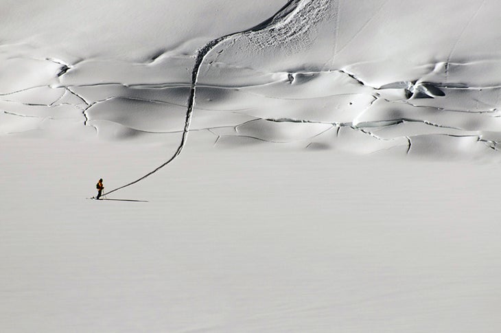 Ski Hard Basti skis so hard he can make the earth crack below him.Read the Q&A with pro skier Sebastian