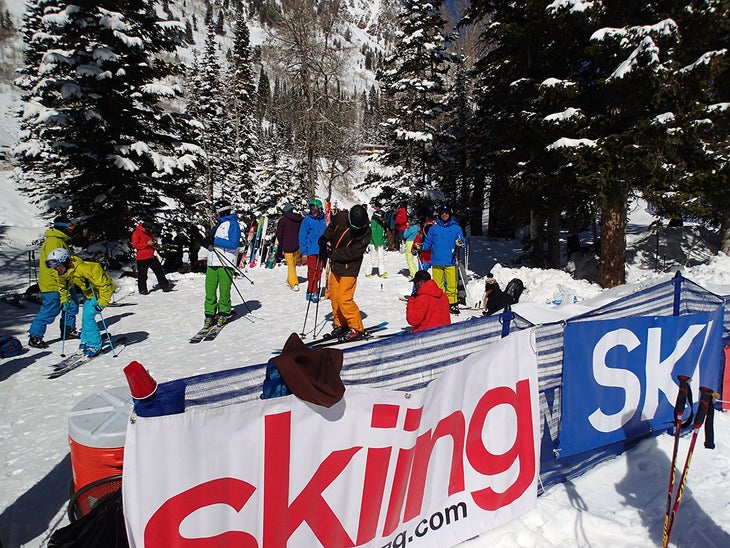 Ski Test HQ Lunch, ski corral, ski techs, base station.