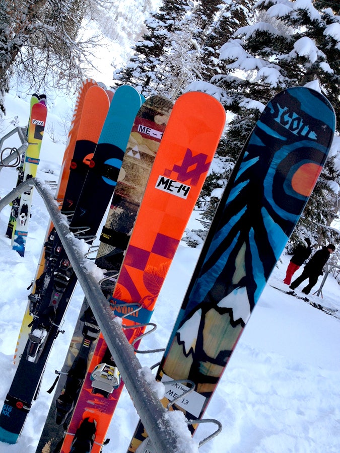 The Boards are Waiting Morning of day one at Skiing Mag Ski Test 2013 at Snowbird. 8 to 10 inches of fresh and the powder boards are waxed, tuned and waiting for testers to…