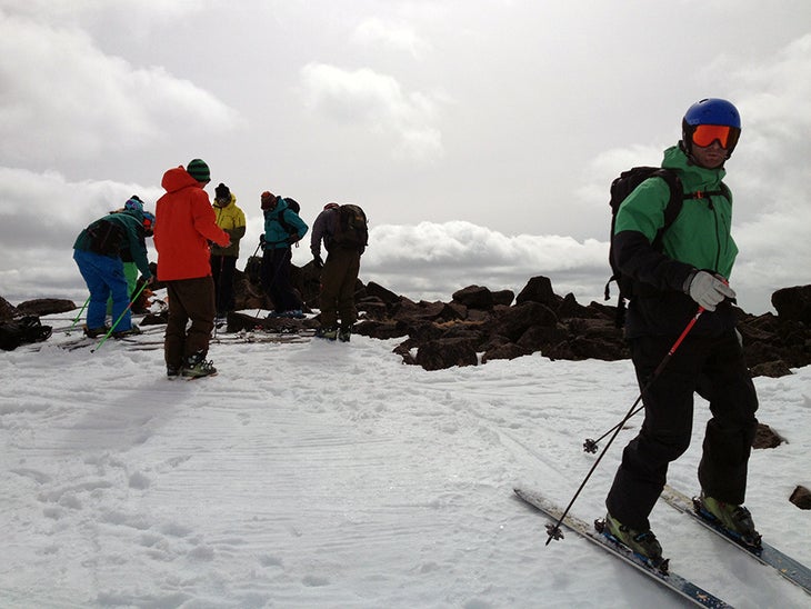 The Sneak Clem Smith of Storm Day Sales Agency sneaks away from the group to poach first tracks.