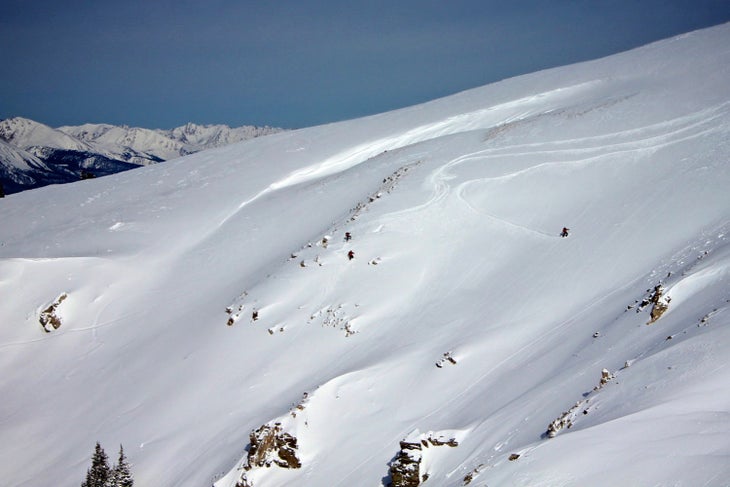 Bombs Away Ski patrol dropping bombs into a fresh bowl to stabilize conditions.