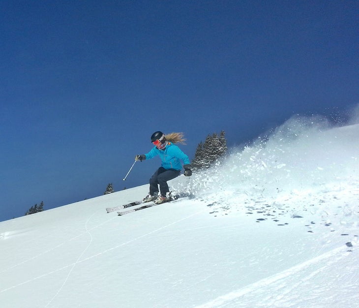 Speed Racer Tucker Burton from Keystone Resort showcases her racer background through Independence Bowl. Photo: Dustin Farrenkopf