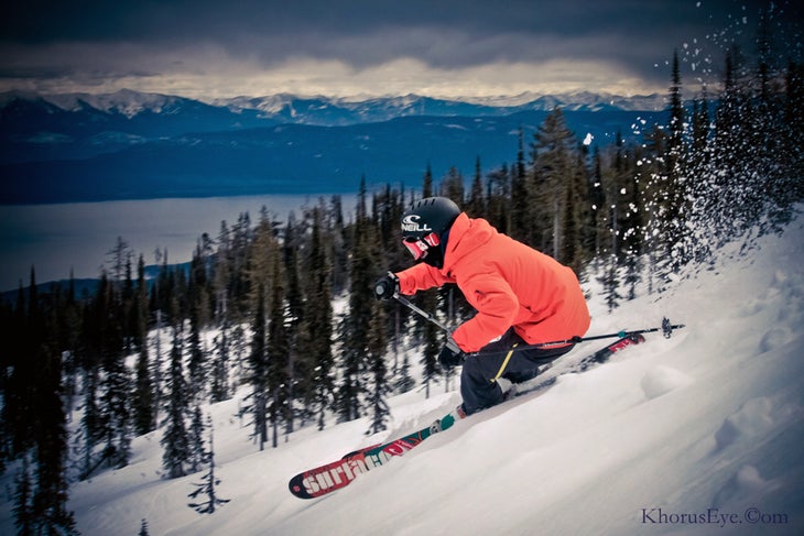Flathead Lake Spring snow sits in front of Flathead Lake at Blacktail.