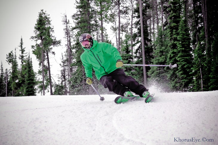 Frontside Skills Every big-mountain skier, including TJ David, needs to retest their skills on a groomer.