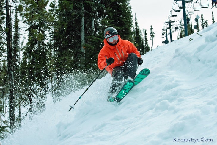 Lift Line Brody Leven follows skis under the lift to find good snow.Check out how you can ski these same areas.