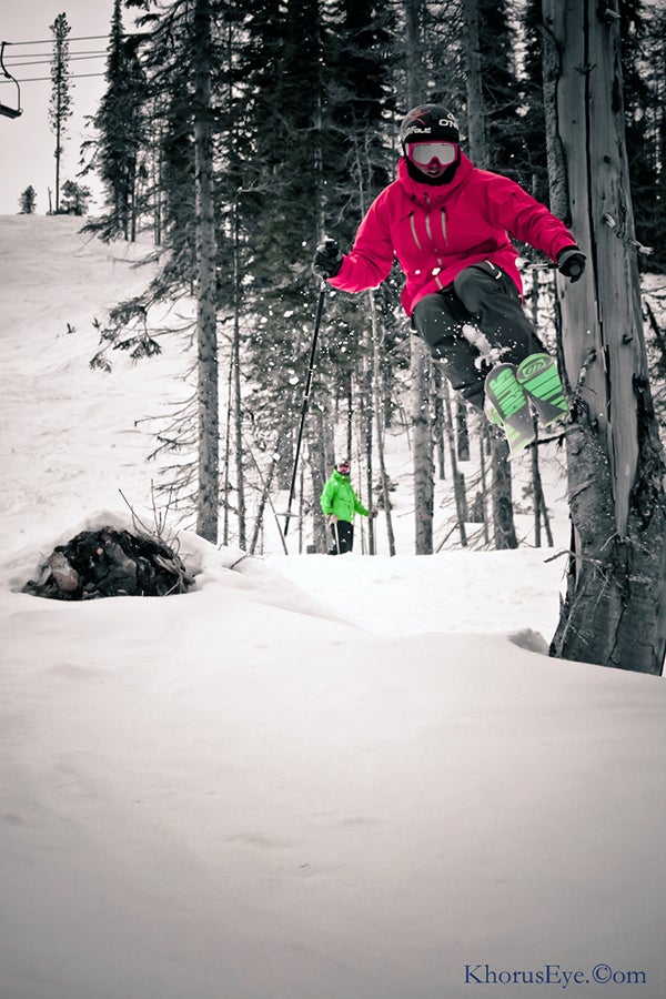 Lumberjacking Brody Leven tries to cut down a tree with his edges.Check out how you can ski these same areas.