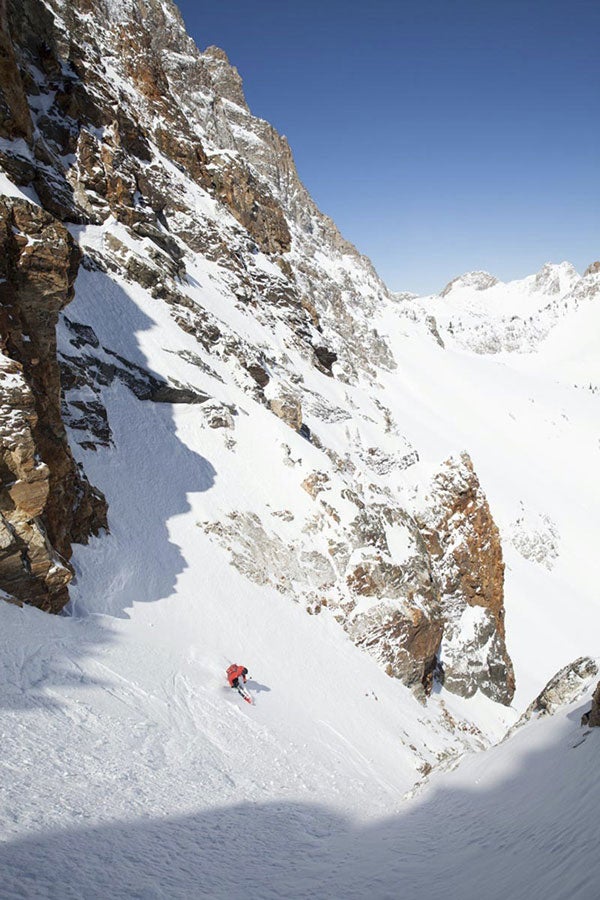 Particle Acceleration Skiing Mag’s Senior Editor Kevin Luby is jettisoned from What’s Up Doc Couloir.